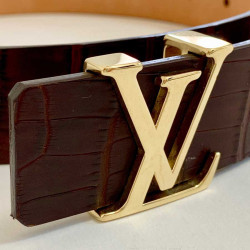 LOUIS VUITTON Ceinture Alligator marron