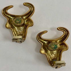 Boucles d'oreille vintage tete de taureau C LACROIX