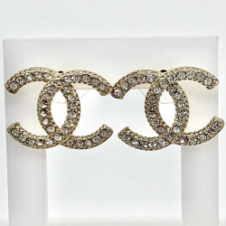 boucles d'oreille clous CHANEL GM strass