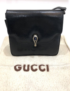 Sac GUCCI alligator noir Vintage