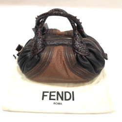 FENDI mini  bag Spy model in light and dark brown leather