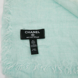 Paréo CHANEL  cachemire et soie vert d'eau 