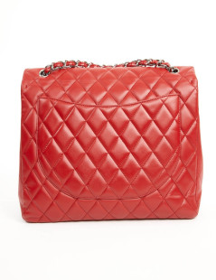 CHANEL Jumbo bag red lambskin leather