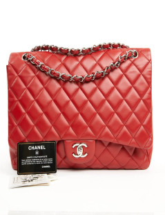 CHANEL Jumbo bag red lambskin leather