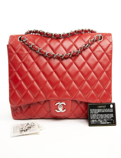 CHANEL Jumbo bag red lambskin leather