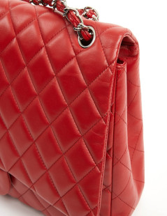 CHANEL Jumbo bag red lambskin leather