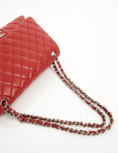 CHANEL Jumbo bag red lambskin leather