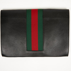 Gucci grained leather pouch and butterfly brooch