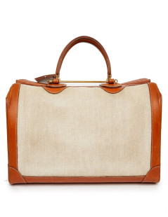 HERMES Vintage travel case in leather and canvas