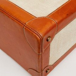 Valise de voyage HERMES toile et cuir Vintage TM