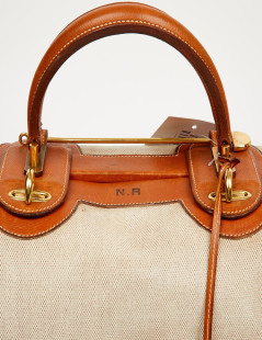 HERMES Vintage travel case in leather and canvas