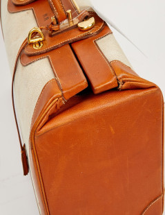 HERMES Vintage travel case in leather and canvas