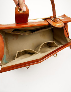 HERMES Vintage travel case in leather and canvas