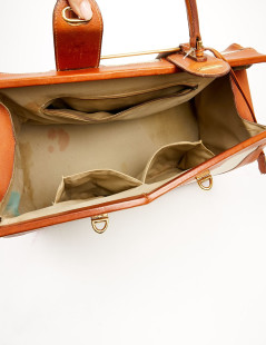 HERMES Vintage travel case in leather and canvas