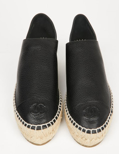 Espadrilles CHANEL T38 cuir noir