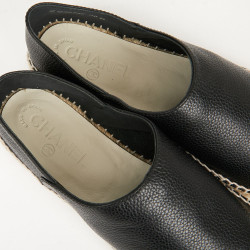 Espadrilles CHANEL T38 cuir noir