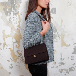 Sac vintage CHANEL en jersey marron