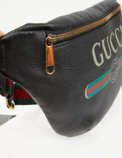 Ceinture banane Gucci noir grainé