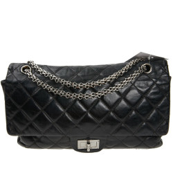 2.55 Chanel cuir vieilli noir