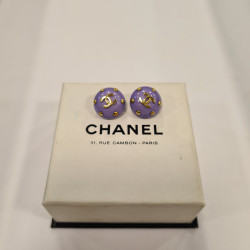 CHANEL clips perles mauve Vintage