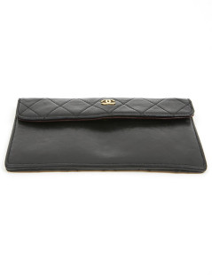 Porte monnaie CHANEL cuir noir 