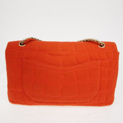 Chanel coral 2.55 bag in crocodile like jersey