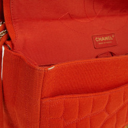 Chanel coral 2.55 bag in crocodile like jersey