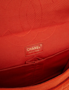 Chanel coral 2.55 bag in crocodile like jersey