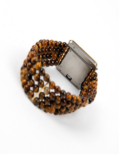 POIRAY watch with tiger's eye and lezard bracelet