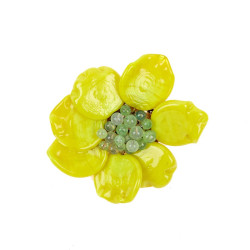 Broche LOULOU de la FALAISE pâte de verre jaune