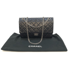 Sac Mademoiselle 2.55 CHANEL cuir froisé noir