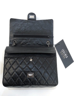 Sac Mademoiselle 2.55 CHANEL cuir froisé noir