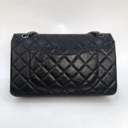 Sac Mademoiselle 2.55 CHANEL cuir froisé noir