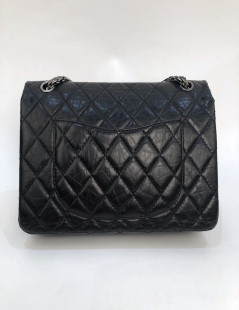 Sac Mademoiselle 2.55 CHANEL cuir froisé noir