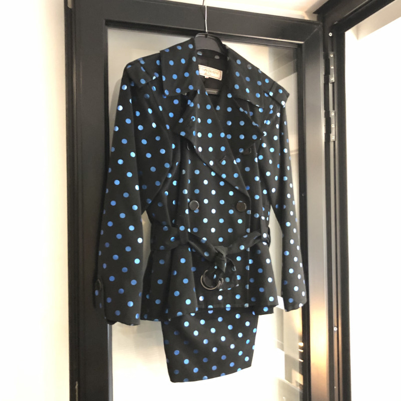 Ensemble YSL SAINT LAURTENT noir à pois bleu