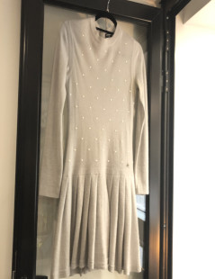 ROBE T 36 CHANEL mohair et cachemire gris perle