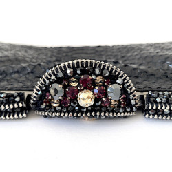 CHANEL python and rhinestones black evening clutch