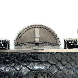 CHANEL python and rhinestones black evening clutch