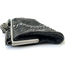 CHANEL python and rhinestones black evening clutch