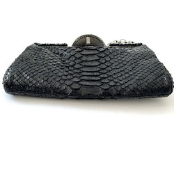 CHANEL python and rhinestones black evening clutch