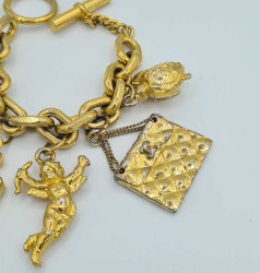 Bracelet charms vintage CHANEL doré