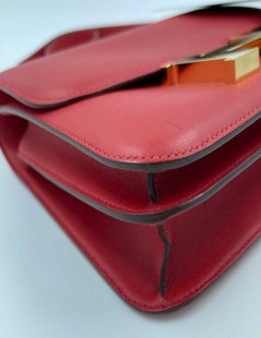 HERMES Constance Bag in Rouge Casaque Swift Leather