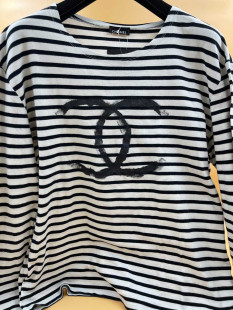 Marinière CHANEL en coton bleu et blanc