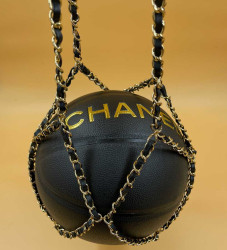 CHANEL Black BasketBall with its Chain in Leather and Metal