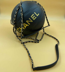 CHANEL Black BasketBall with its Chain in Leather and Metal