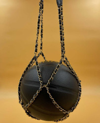 CHANEL Black BasketBall with its Chain in Leather and Metal