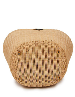 PRADA Bag in Natural Wicker and Black Cotton Canvas