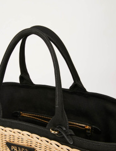 Sac Oscar PRADA en osier et doublure en tissu noir