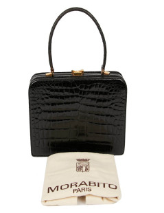 Sac MORABORITO crocodile porosus noir Vintage