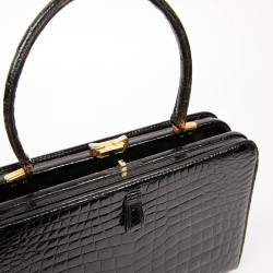 MORABITO Black crocodile vintage handbag